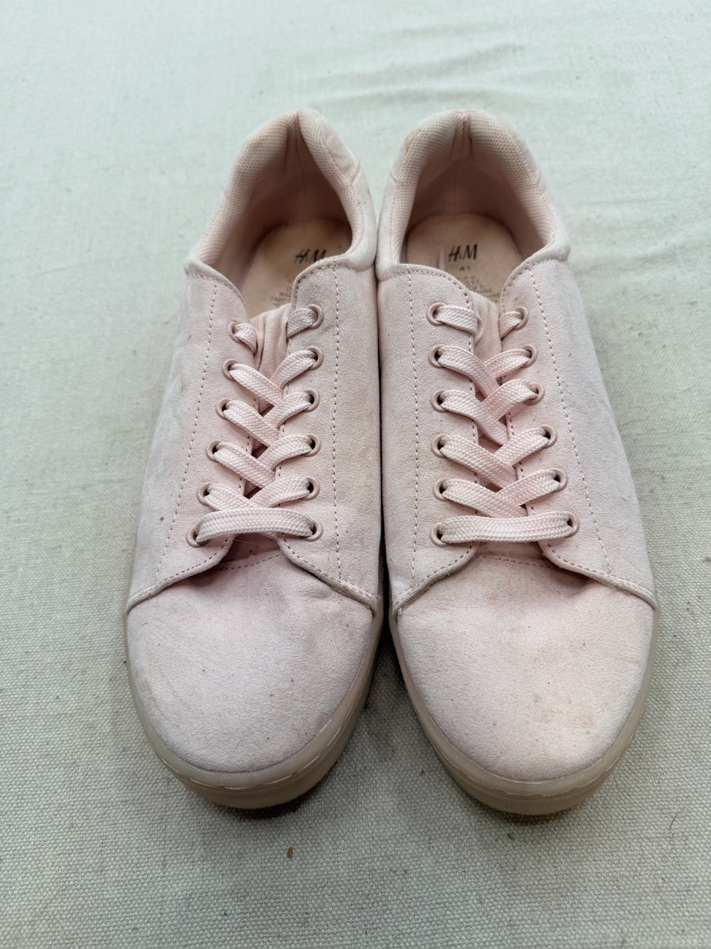 H&M Women's Light Pink Canvas Lace-Up Sneakers
